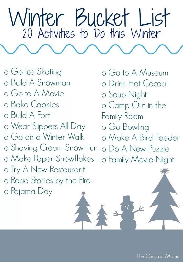 New year what to do. Winter Bucket list. Зимний Bucket list. To do list зимний. Winter activities list.