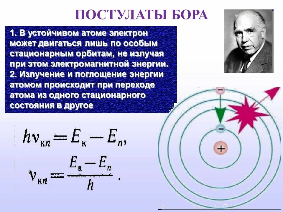 Первый постулат Бора формула. Квантовые постулаты Бора 9 класс. Квантовые постулаты Нильса Бора. Квантовые постулаты Бора физика 9 класс. Постулат стационарных орбит