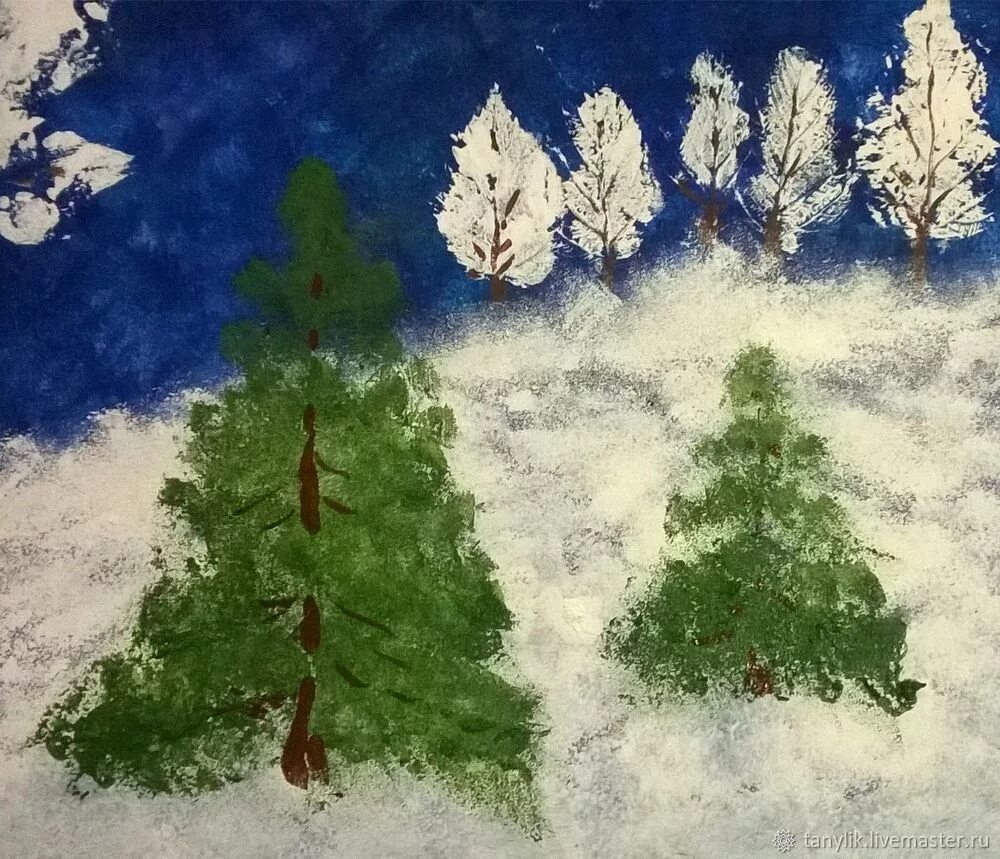 Деревья в снегу вторая младшая. Нетрадиционные методы рисования зима. Нетрадиционные техники рисования на тему зима. Нетрадиционное рисование в подготовительной группе зима. Елка нетрадиционное рисование.