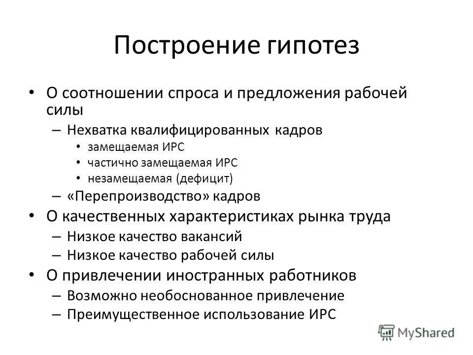 построение гипотезы