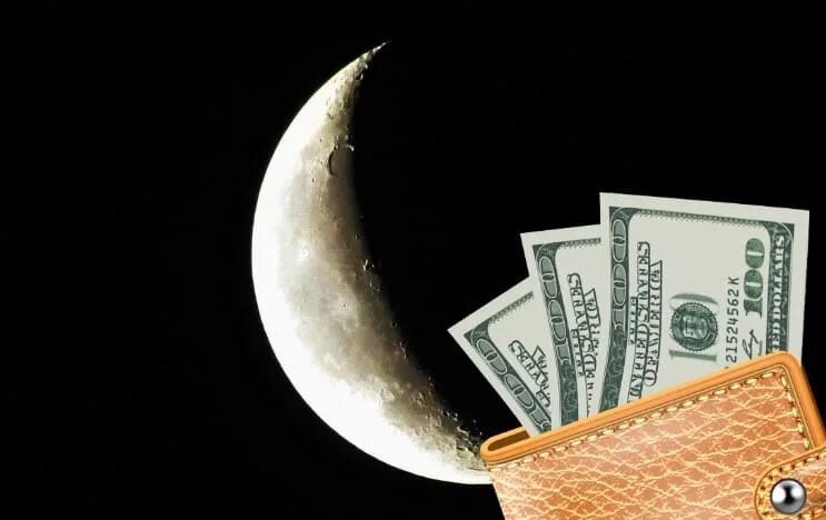 Кошелек на растущую луну. Луна и деньги. Полнолуние и деньги. Денежная Луна. Кошелек деньги Луна.