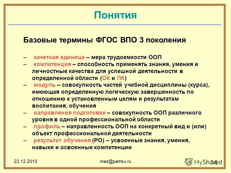 базовые понятия курса