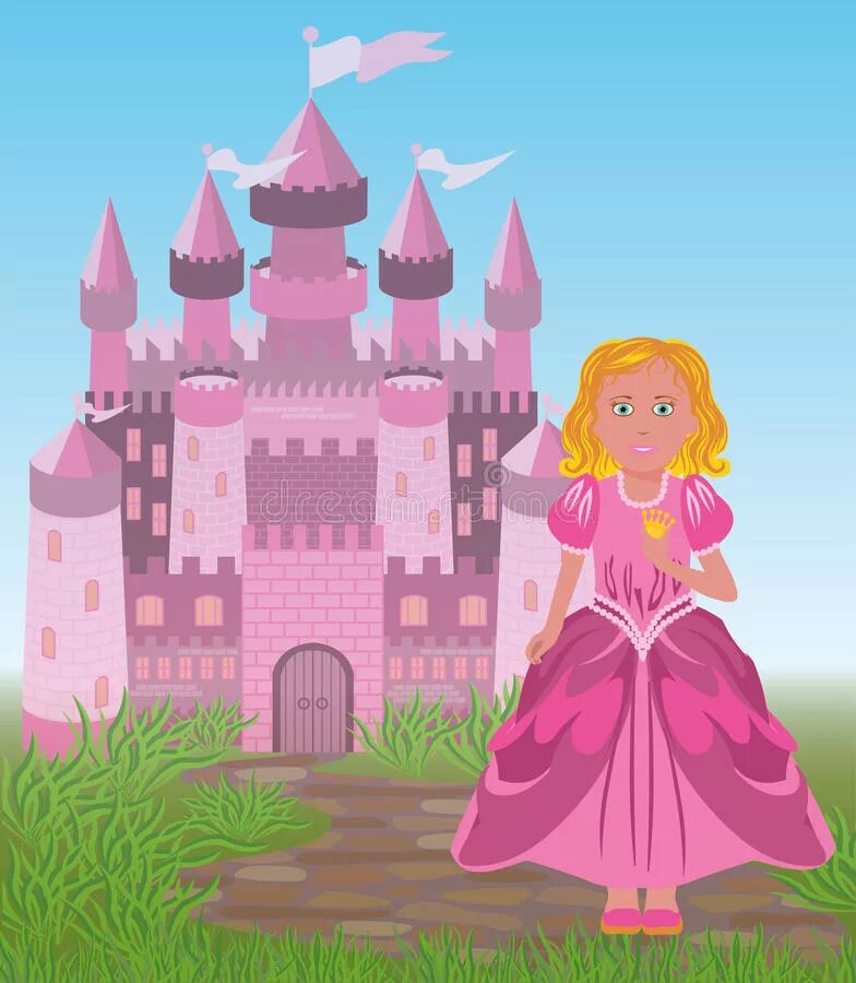 Маленькая принцесса замок. Принцесса около замка. Принцесса в замке для детей. Замок принцессы иллюстрация. Замок принцессы рисунок.