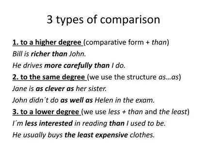 Comparison примеры