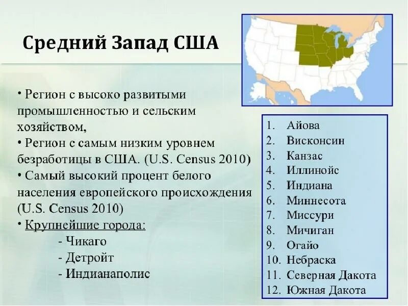 Средний запад города. Средний Запад США географическое положение. Плотность населения среднего Запада США. Крупнейшие города Запада США. Штаты среднего Запада США.