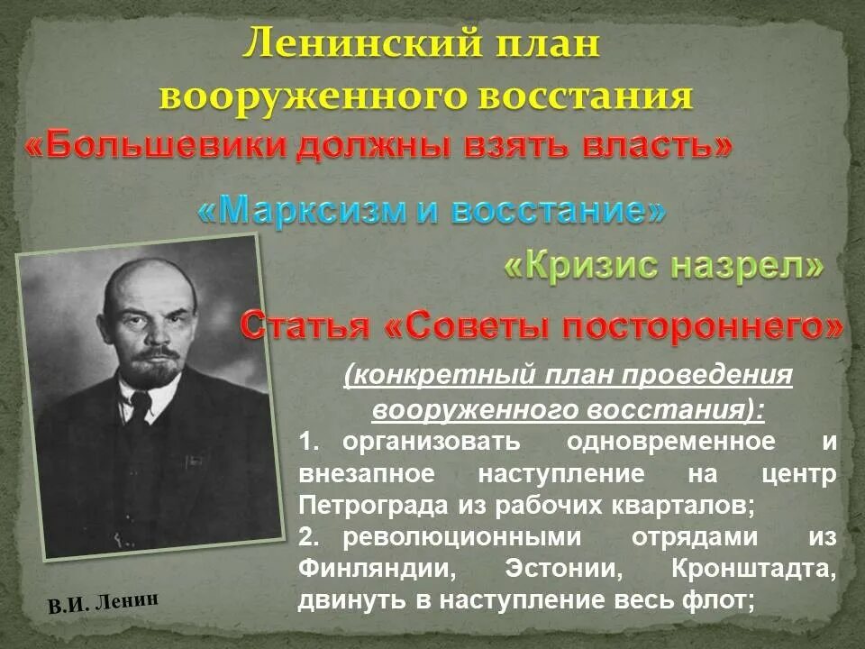 Почему большевикам удалось захватить власть. Ленинский план вооруженного Восстания. План Восстания Ленина. План вооружённого Восстания Большевиков в 1917. План Восстания 1917.