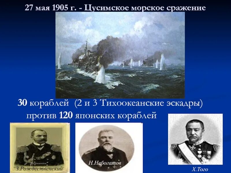 1905 какое сражение. Цусимское Морское сражение 1905. Адмирал Небогатов Цусимское сражение. 1905 2 Тихоокеанская эскадра.