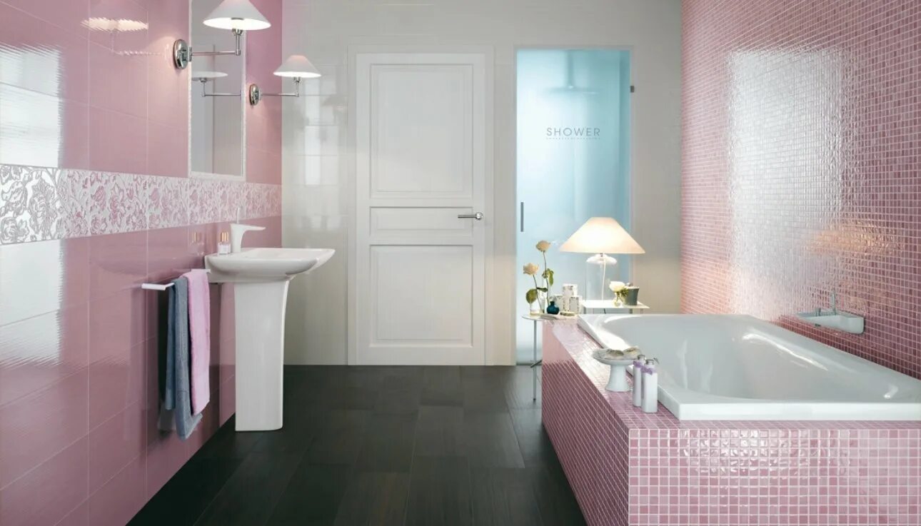 Плитка розовый цвет. Atlas Concorde Gioia. Розовая ванная. Плитка для ванной. Розовый кафель в ванной.