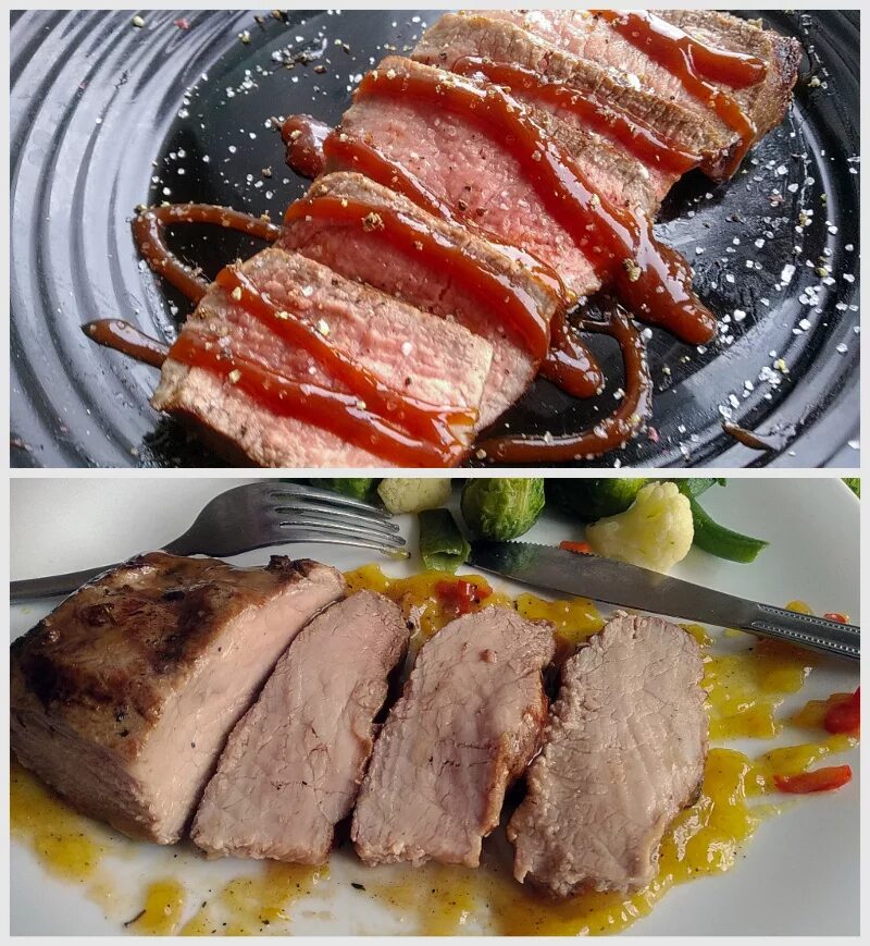 Говядина под сливочным соусом. Горячие закуски из мяса. Блюда с говядиной на второе. Цвет готовой говядины. Блюда с ростбифом.