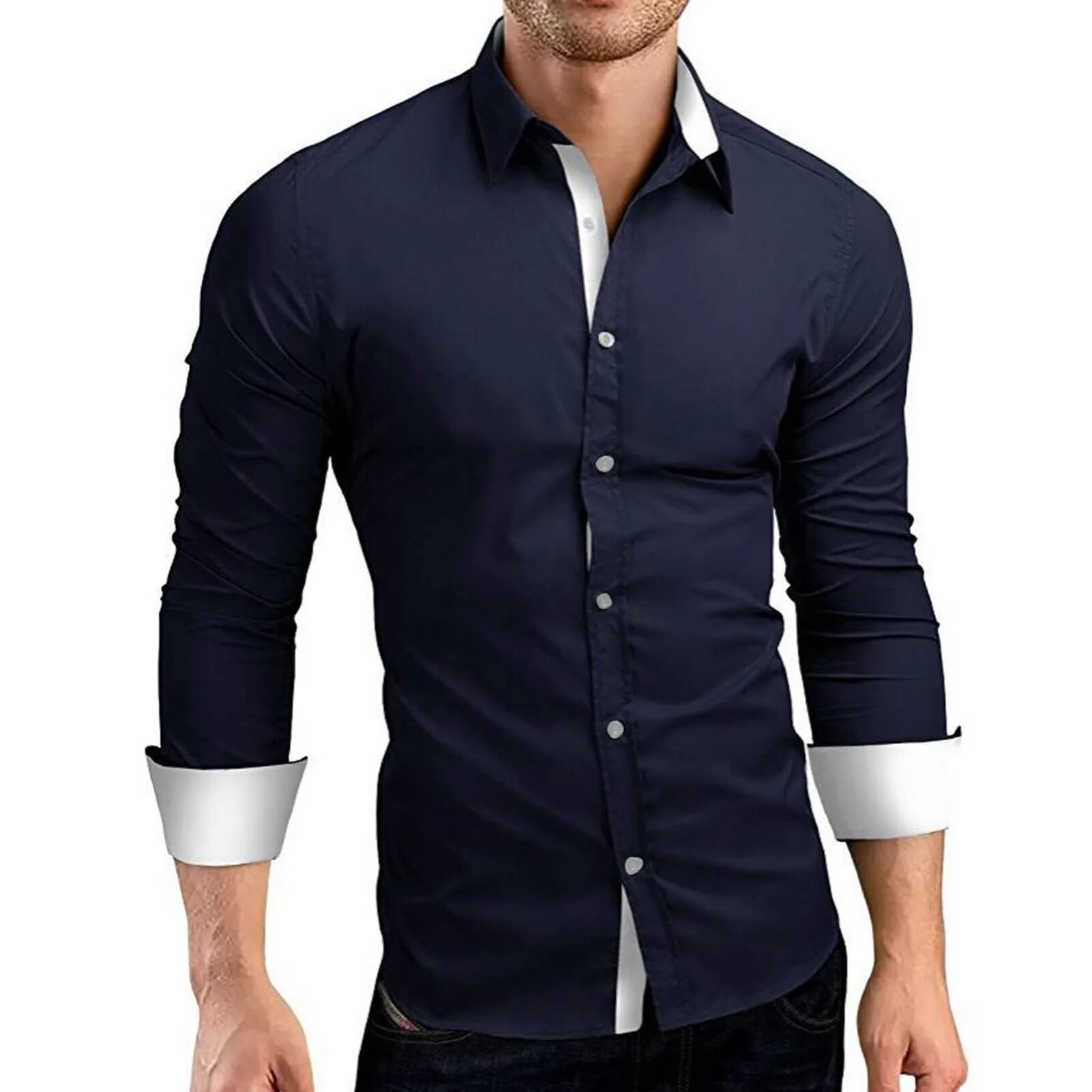 Мужская рубашка s. Мужские рубашки Slim Fit masculina Business. Рубашка слим фит. Мужские сорочки слим фит. Рубашки слим фит с длинным рукавом.