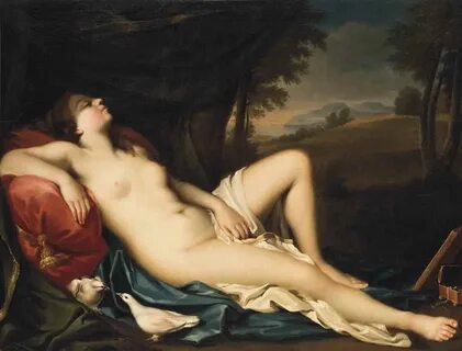 Artwork by Giovanni Antonio Pellegrini, Venus sleeping in a landscape, Made...