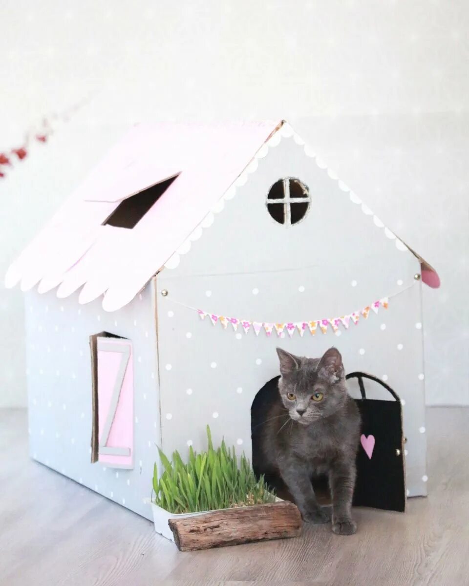 Домики котиков из бумаги