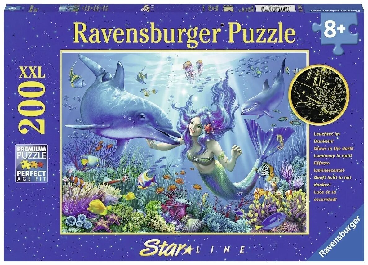 Пазлы 200. Пазл Ravensburger подводный рай (13678), 200 дет.. Пазлы 200 элементов. Ravensburger светящиеся пазлы. Пазлы подводный рай.