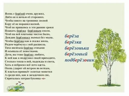 Объясни разницу в словах береза березонька долина