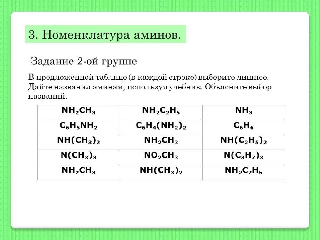 В каждой из предложенных групп
