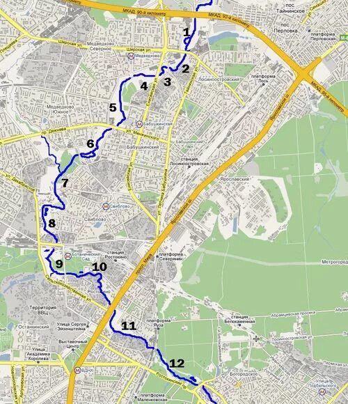 река яуза на карте москвы