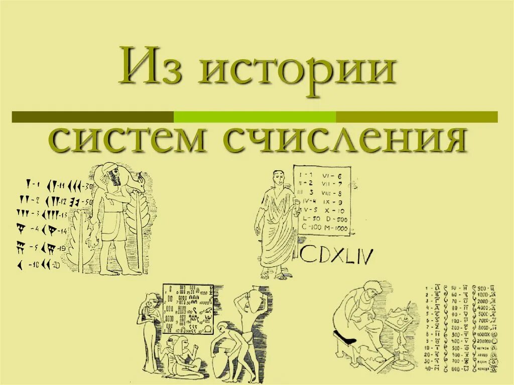 Эволюция числа. История возникновения систем счисления. Историиясистем счисления. История систем исчисления. Исторические системы счисления.