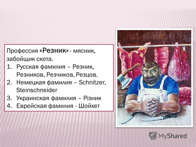 фамилии образованные от прозвищ. история возникновения фамилий. фамилия мясников происхождение. история происхождения слова фамилия. фамилия резник происхождение.