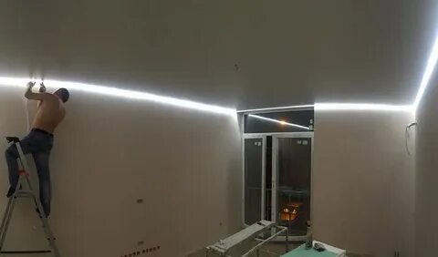 Установка парящего натяжной потолок