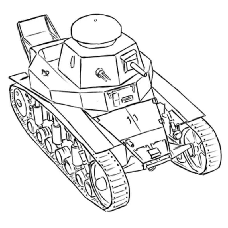Рисунок 1.1. Легкий танк МС-1. Раскраска танк МС 1. Танк т-34 рисунок. Танк т34.