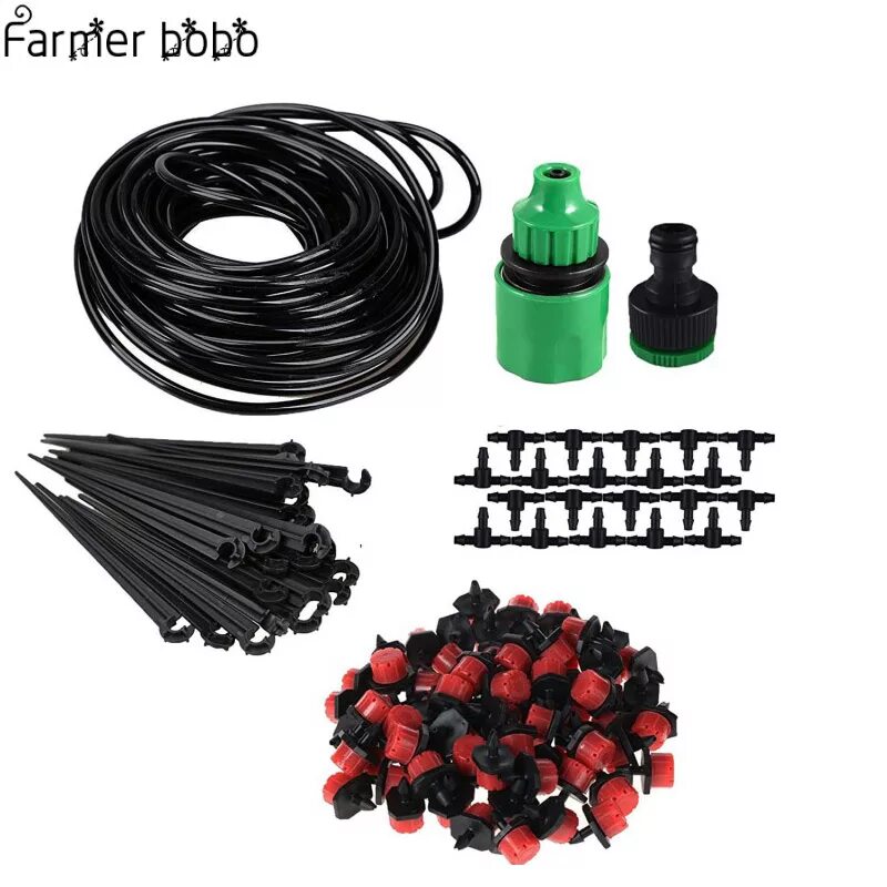 Все для капельного полива. Micro drip irrigation kit. набор для капельного полива viola 40 м. садовый шланг капельного полива giardino club, 15 м. osc система капельного орошение оборудование.