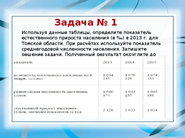 Используя данные таблицы сравните страны. Определите показатель естественного прироста населения. Задания по определению естественного прироста. Задачи на прирост населения. Используя данные определите естественный прирост.