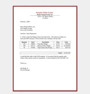 Orders examples