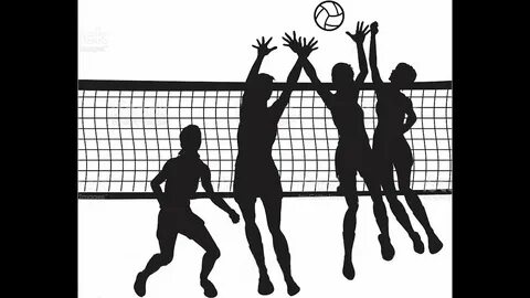 coed volleyball clipart black