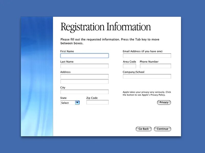 Registration. Registration Card. Registration information для Apple. Hotel Registration form.