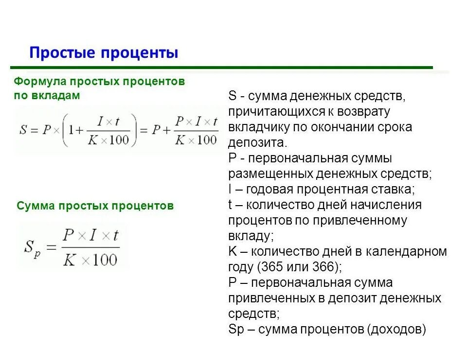 Формула простой и сложной процентной ставки. Формула расчета суммы процентов по вкладу. Формула начисления простых и сложных процентов. Формула подсчета процентов по вкладам. Рассчитать суммы по операциям