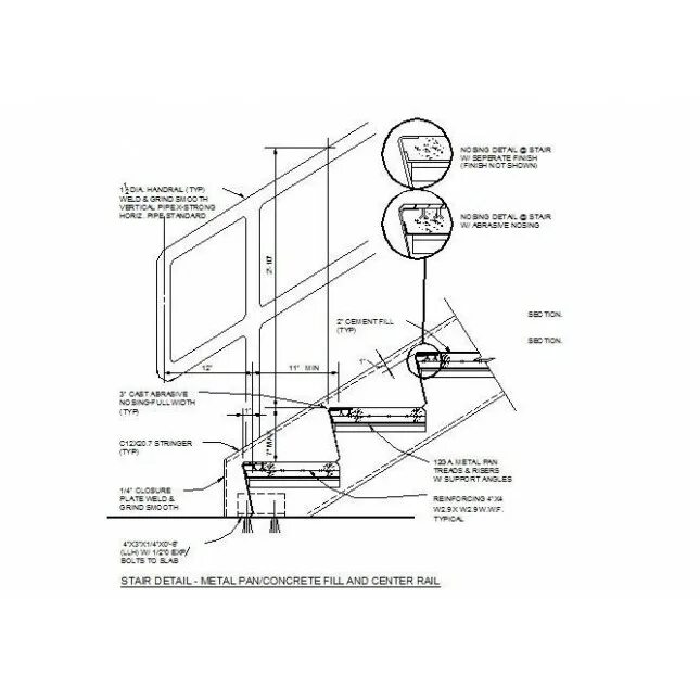 Cantilever Stair Concrete detail. Concrete Staircase reinforcement detail. Detail. Metal detail.