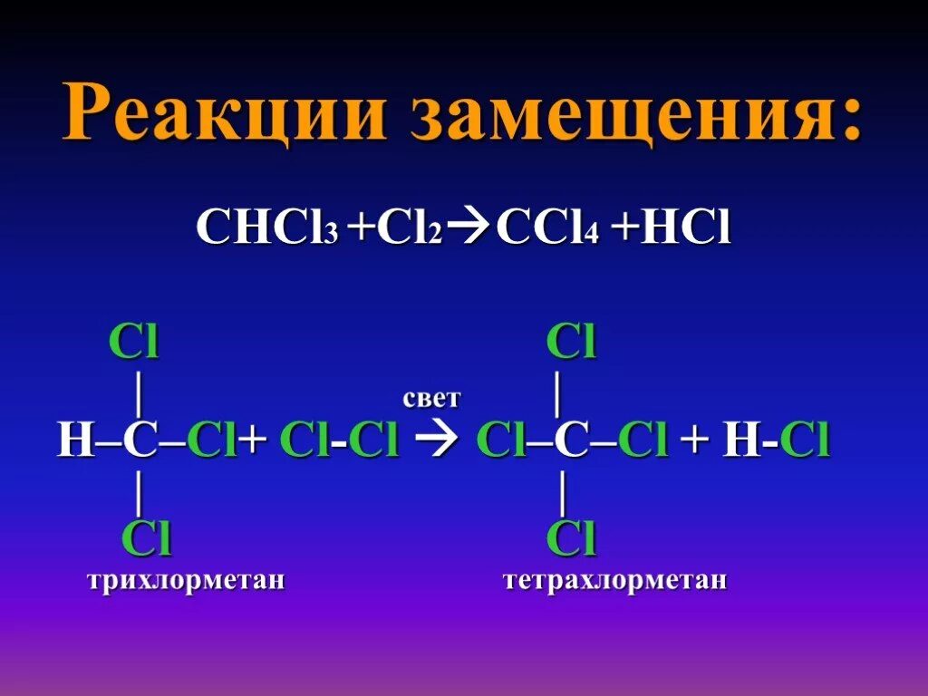 Реакция замещения cl2