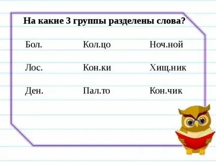 Разбейте на группы данные слова