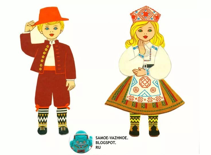 Шаблон кукла в национальном костюме