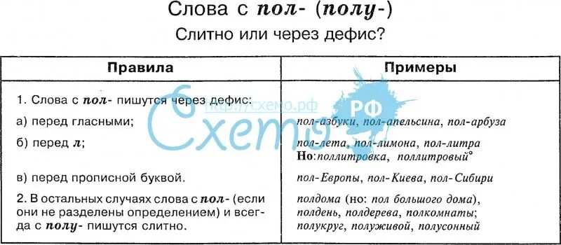 Пол со словами пишется слитно. Правила написания пол со словами. Слова с пол и полу. Написание приставок пол и полу. Правила написания приставки пол.