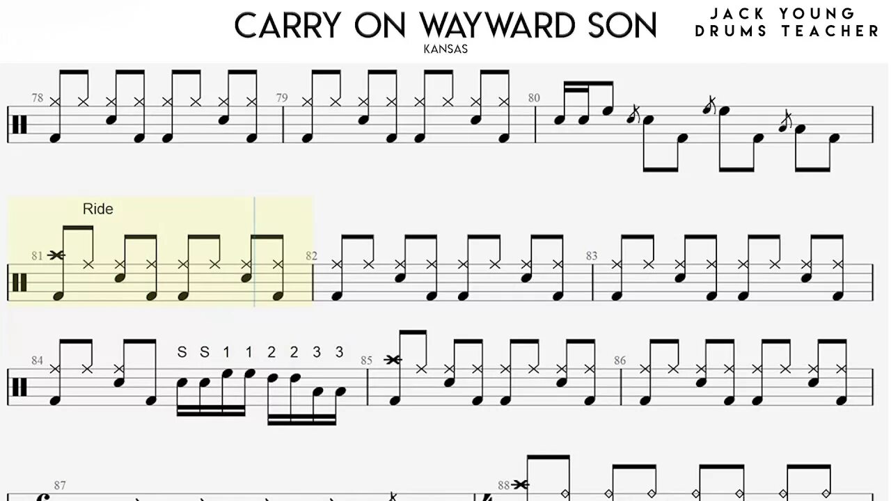 Ноты для барабанов. Kansas carry on my Wayward. Carry on Wayward son Kansas. Carry on my Wayward son Ноты.