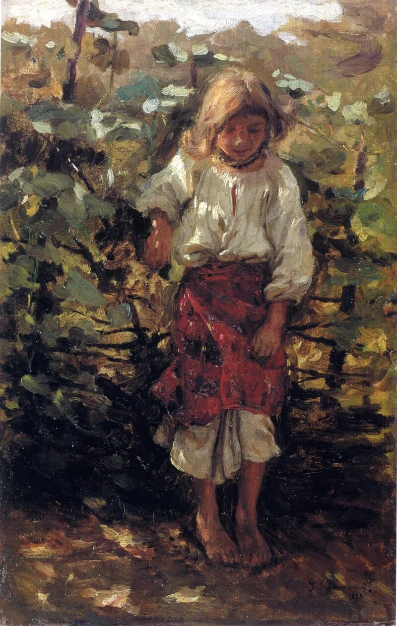 Крестьянская девочка. «крестьянская девочка с прутиком», 1881. фотий степанович красицкий. красицкий фотий степанович (1873 - 1944).