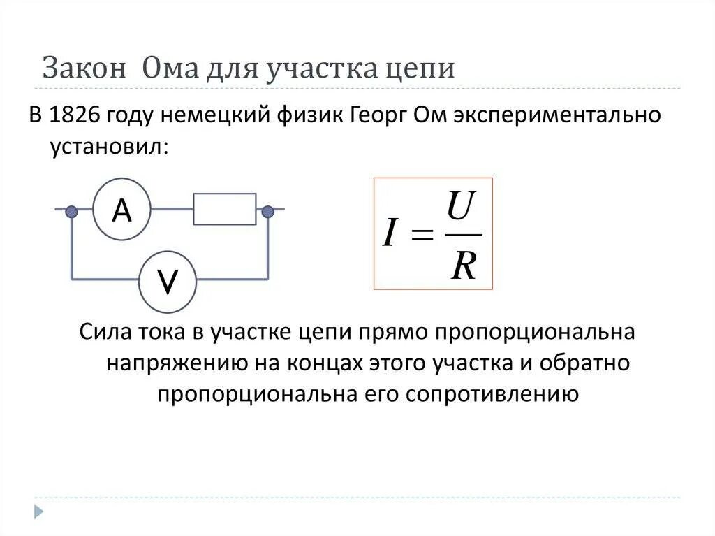 Полный ток цепи это. Закон Ома для участка цепи( схема, формулировка, формула). Закон Ома для участка цепи и для полной цепи. Закон Ома для участка цепи схема. Закон Ома для участка цепи определяется по формуле ….