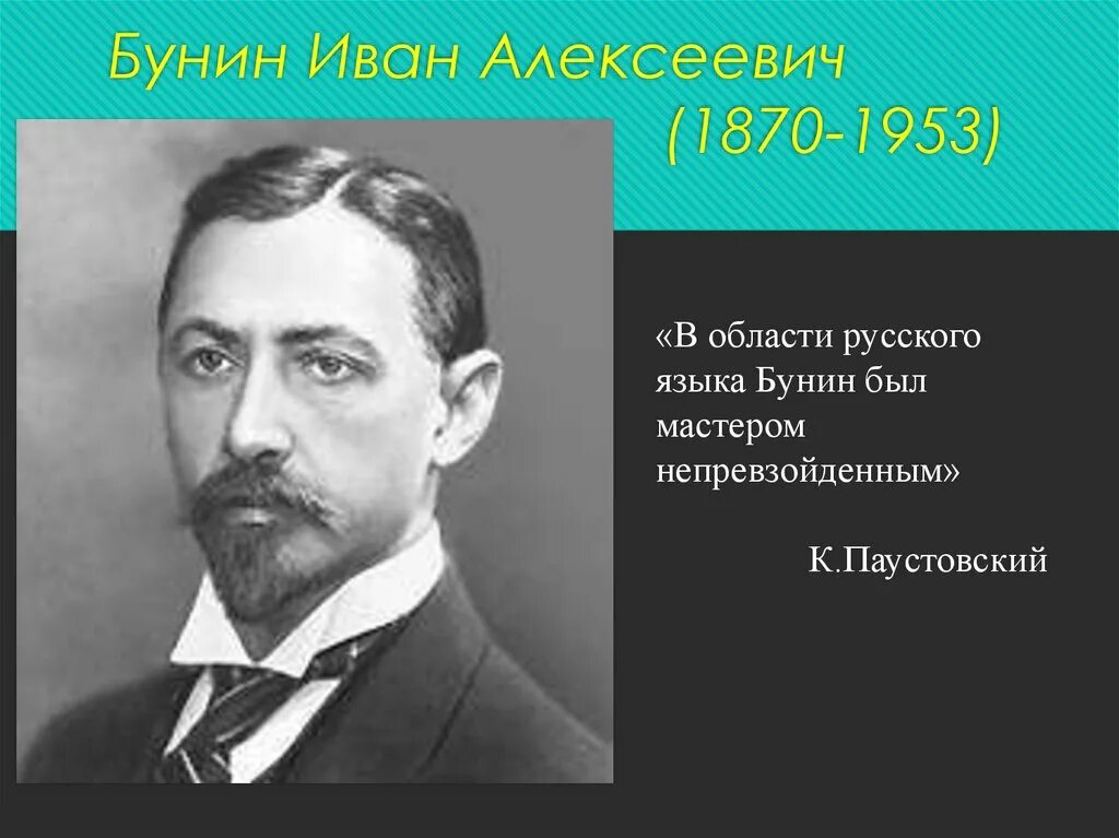 Бунин портрет с годами жизни. Годы жизни и а бунина