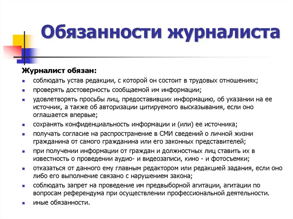 Полномочия сми. Обязанности журналиста. Профессиональные обязанности журналиста. Профессиональная ответственность журналиста.