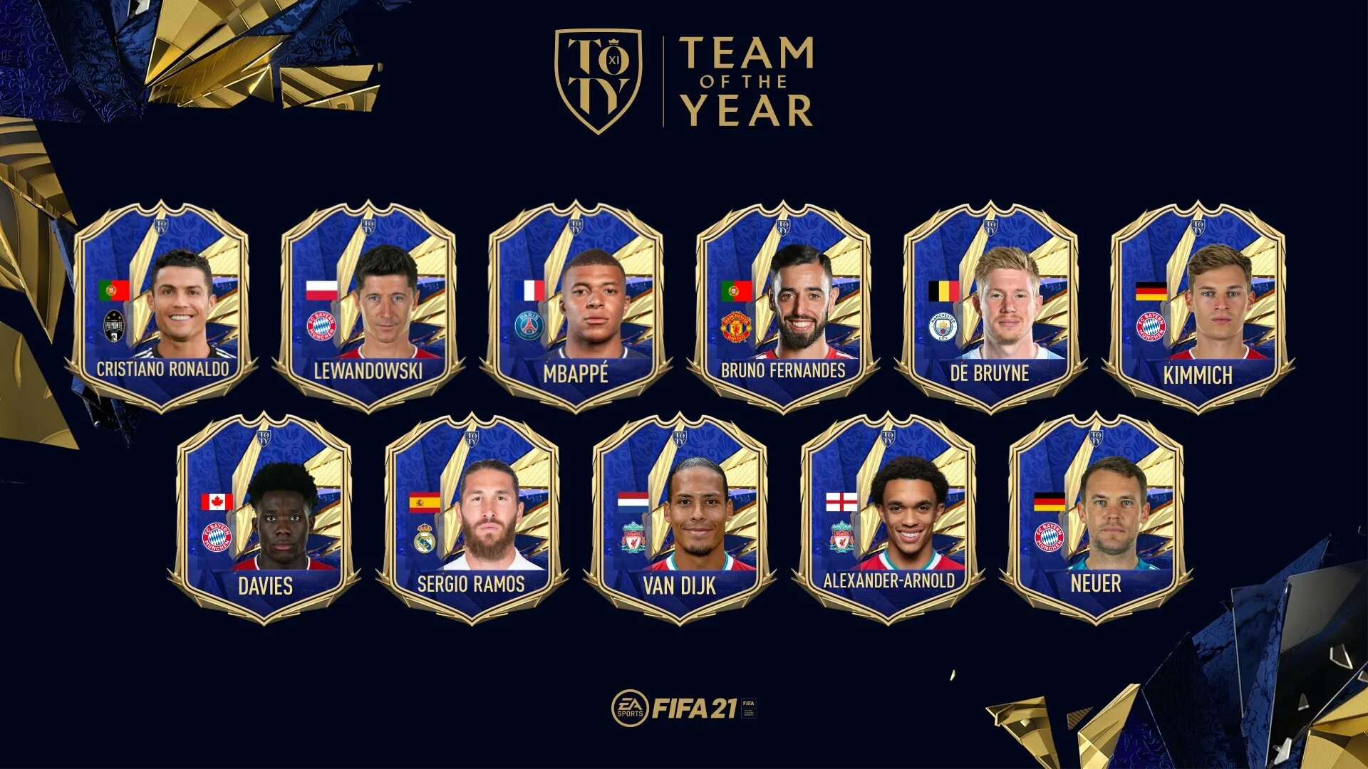 Fifa года. Команда года TOTY В FIFA 21. Карточки TOTY FIFA 21. ТОТИ команда ФИФА 2021. Команда ТОТИ ФИФА 22.