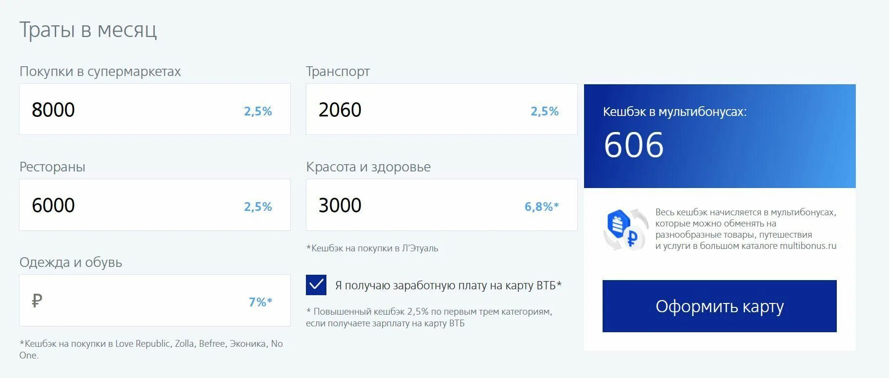 Карта ВТБ по промокоду.