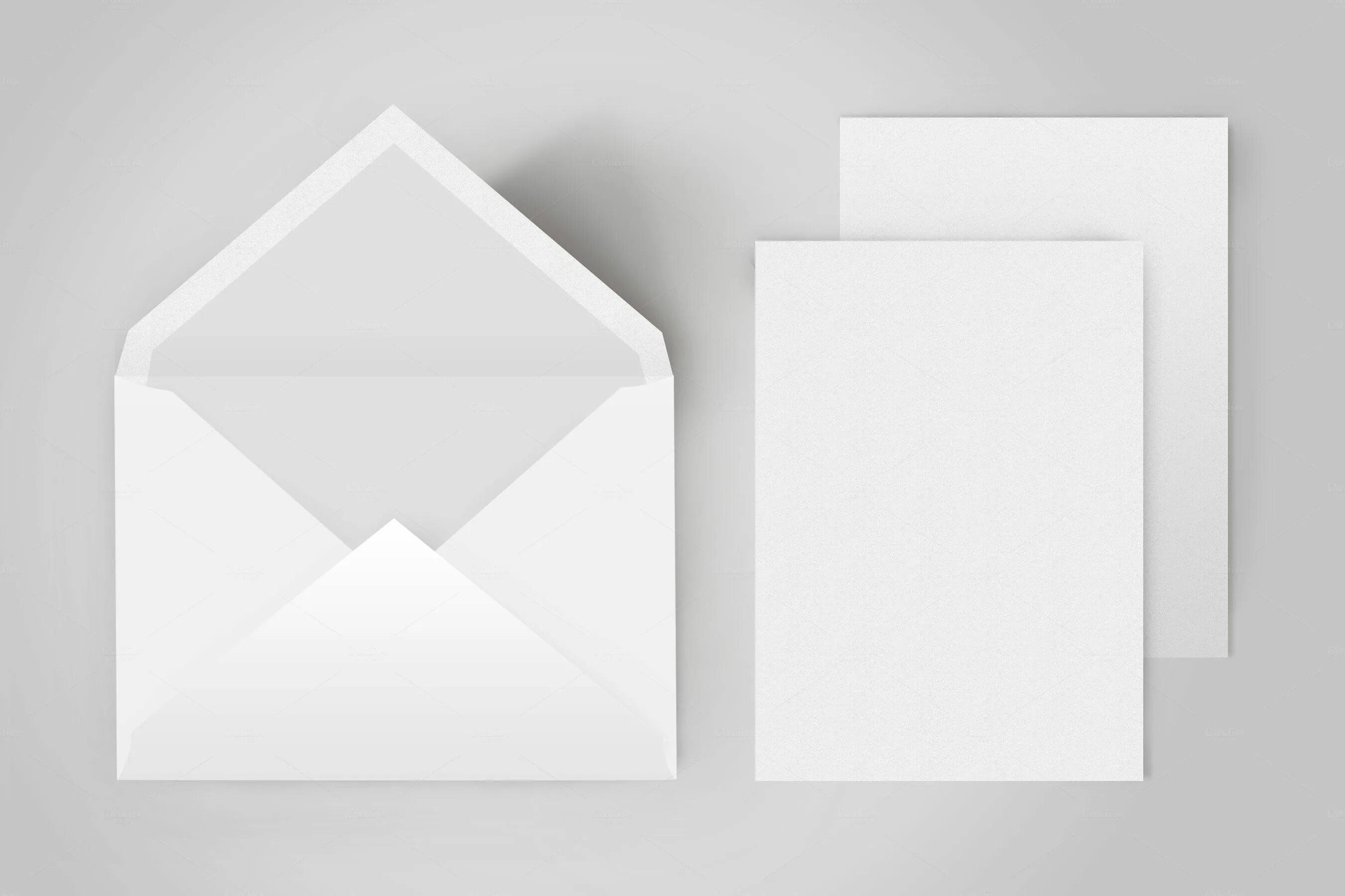 Конверт для мокапа. Фирменный конверт. Дизайнерские конверты. Открытый белый конверт.