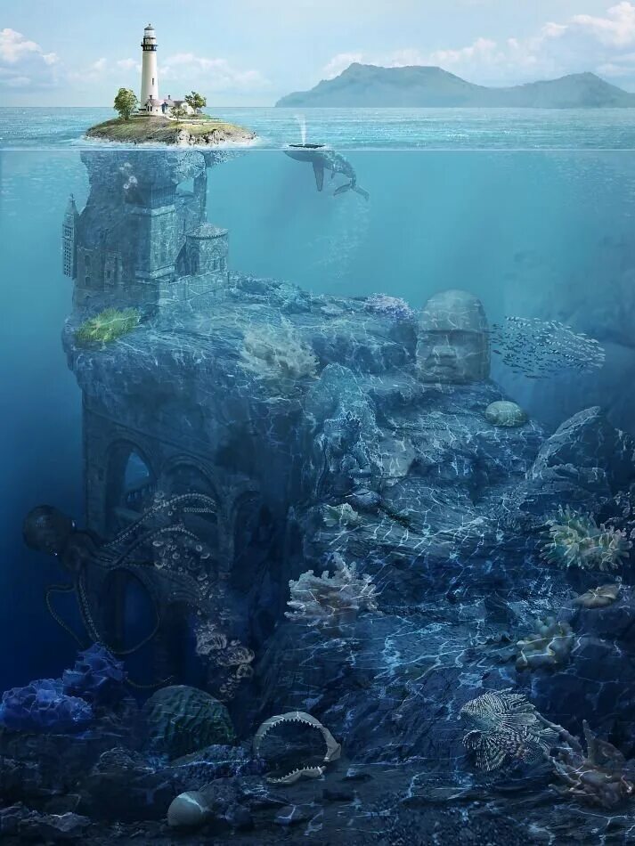 Остров затерянных миров. Подводный город Шичен. Затонувший дворец Клеопатры Египет. Затерянный город Атлантида. Затерянный остров Атлантида.