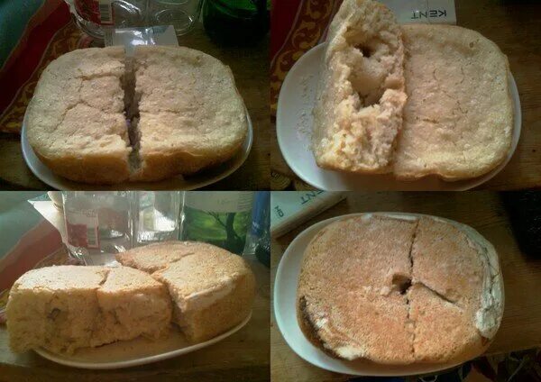 Бисквит хлеб. Неудачный хлеб. Не получился хлеб в хлебопечке. Хлеб в хлебопечке не испекся. Почему проваливается хлеб