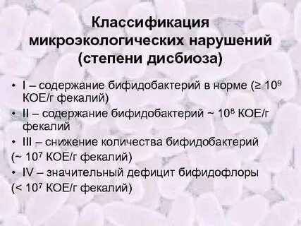 Степени дисбактериоза