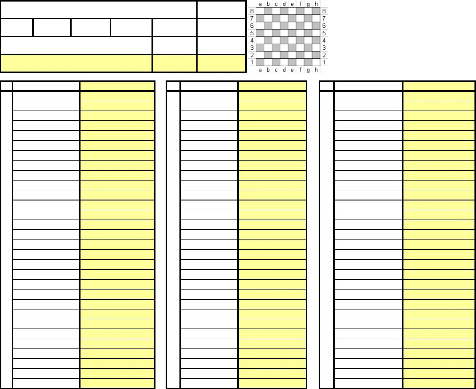 Score Sheet Chess. Chess score Sheet Print out. Pawn Sheet. Scoring Sheet for stories. Related forms