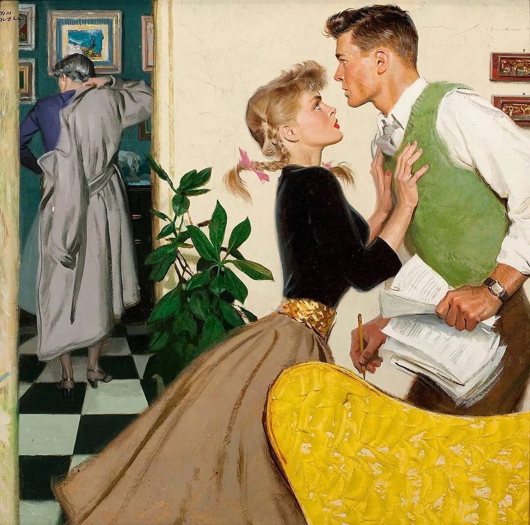 Ретро сюжетами измены. Том Ловелл (Tom Lovell, 1909 - 1997). Картины Тома Ловелла. Том Ловелл художник. Tom Lovell иллюстратор.