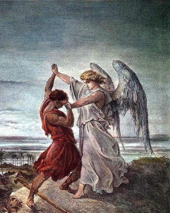 Иаков богоборец. «Борьба Иакова с ангелом» (1888; Эдинбург, Национальная галлерея). Иаков против ангела.