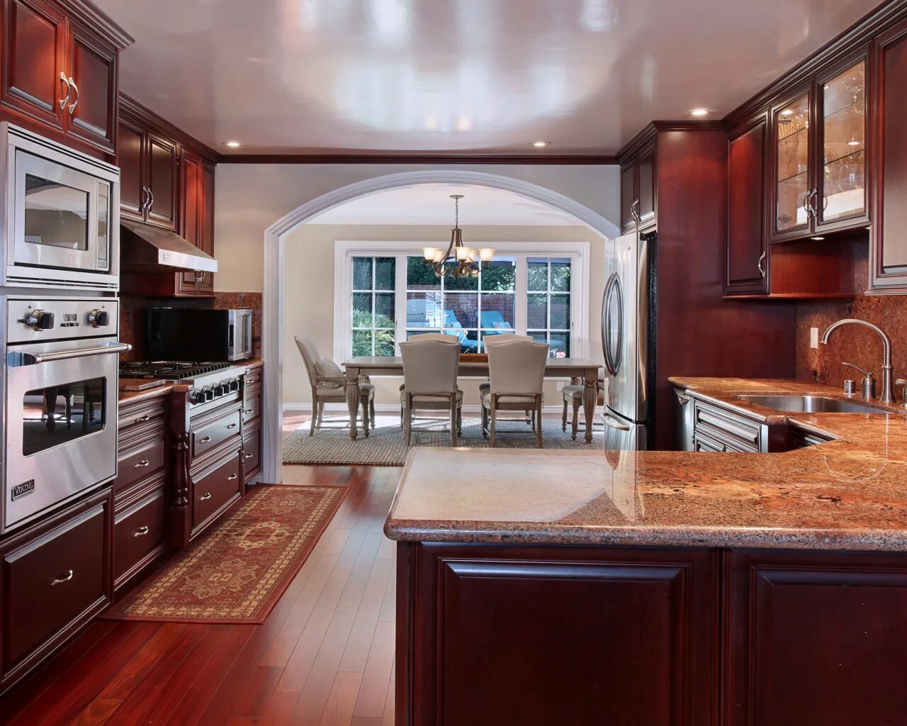 Download wallpaper furniture, Villa, interior, kitchen, luxury, section interior
